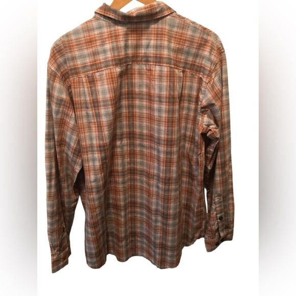 Columbia Regular Fit Long Sleeve Button Down Shirt Sz. L plaid Pumpkin/Gray - Picture 3 of 8